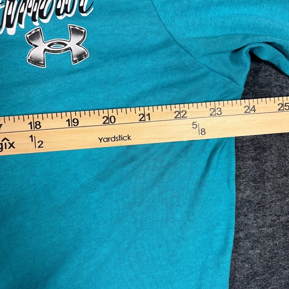 Under Armour Mens XL Turquoise Blue Graphic Basketball Palm Tree T-Shirt Loose - Picture 4 of 8